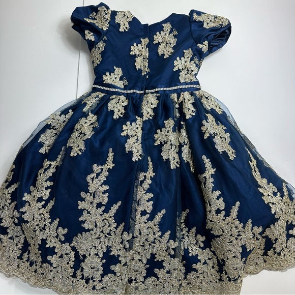 Chasing Fireflies navy gold lace formal dress - Picture 7 of 9